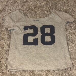 Brandy Melville Light Gray Tee with Navy Number Print
